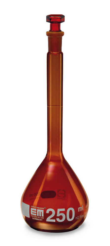 Volumetric flask, brown glass, w.glass stop., st.gr.joint 24/29, 1000ml - Luminix Health