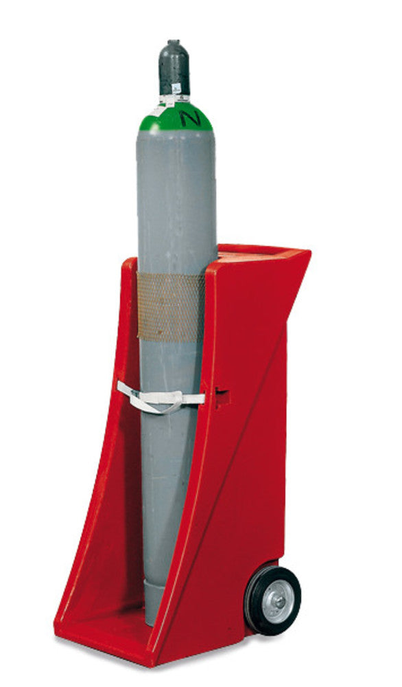 Gas cylin. trolley without stabil. wheel, made of PE, for 1 bottle max. Ø 320 mm - Luminix Health