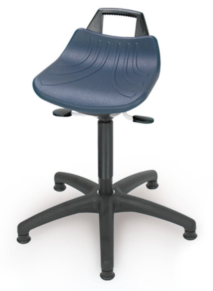 Stools and standing supports, high, Seat PU, blue, glides, 1 unit(s) - Luminix Health