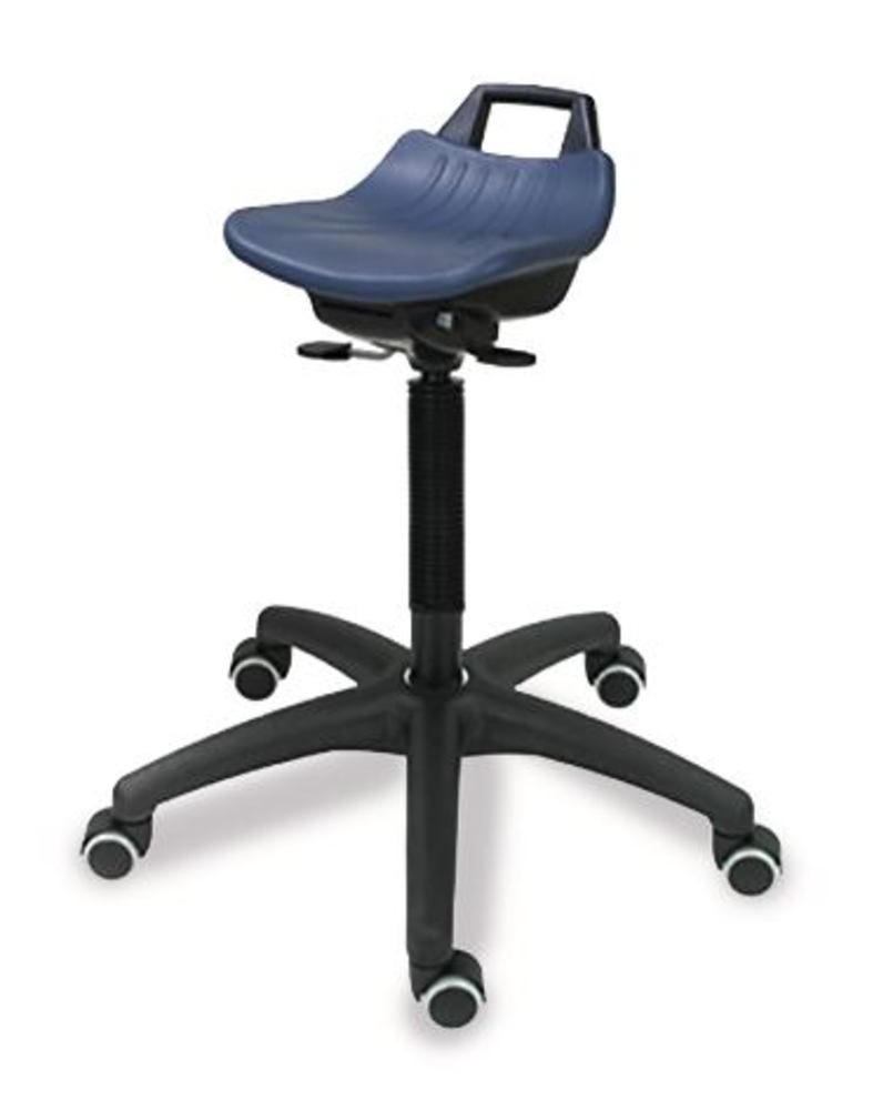 Stools and standing supports, high, Seat PU, blue, rollers, 1 unit(s) - Luminix Health