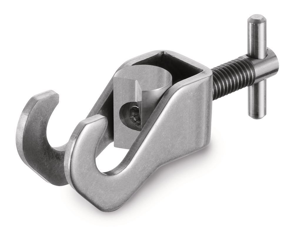 Hook bosshead, rustproof stainl. steel, brass screw, span W 13 mm, 1 unit(s) - Luminix Health