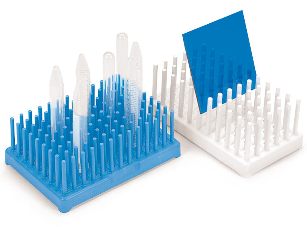 Test tube and draining rack, PP, For 14-17 mm, blue, slots 5x10, 8 pc. - Luminix Health