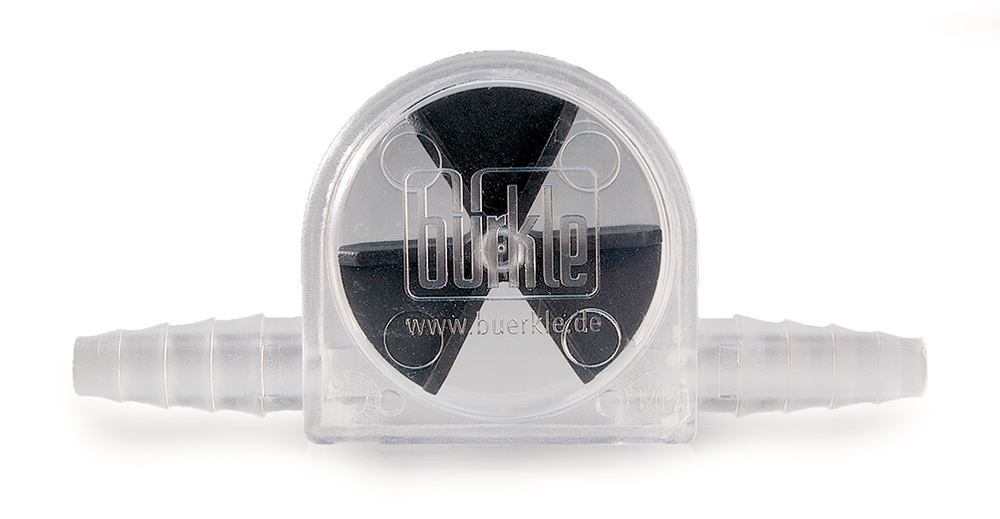 Flow meter with propeller, SAN, black, temperature stable up to +30 °C - Luminix Health