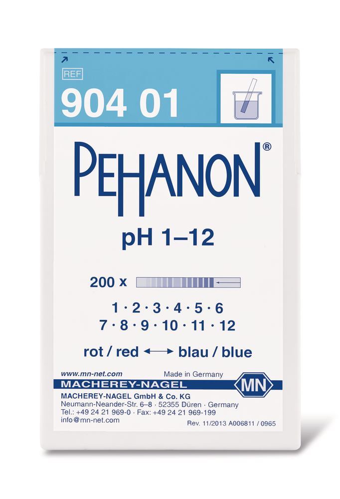 Indicator papers PEHANON®, with imprinted pH-scale, pH 1-12, 200 unit(s) - Luminix Health