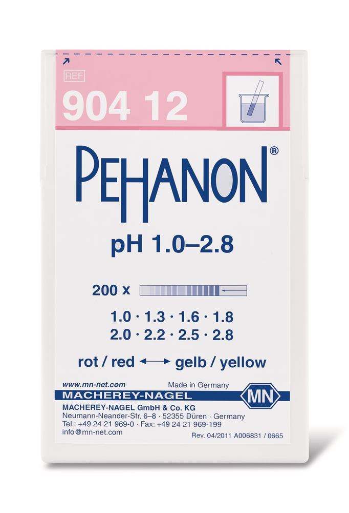 Indicator papers PEHANON®, with imprinted pH-scale, pH 1 - 2.8, 200 unit(s) - Luminix Health