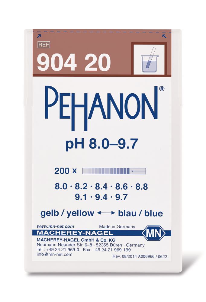 Indicator papers PEHANON®, with imprinted pH-scale, pH 8.0-9.7, 200 unit(s) - Luminix Health