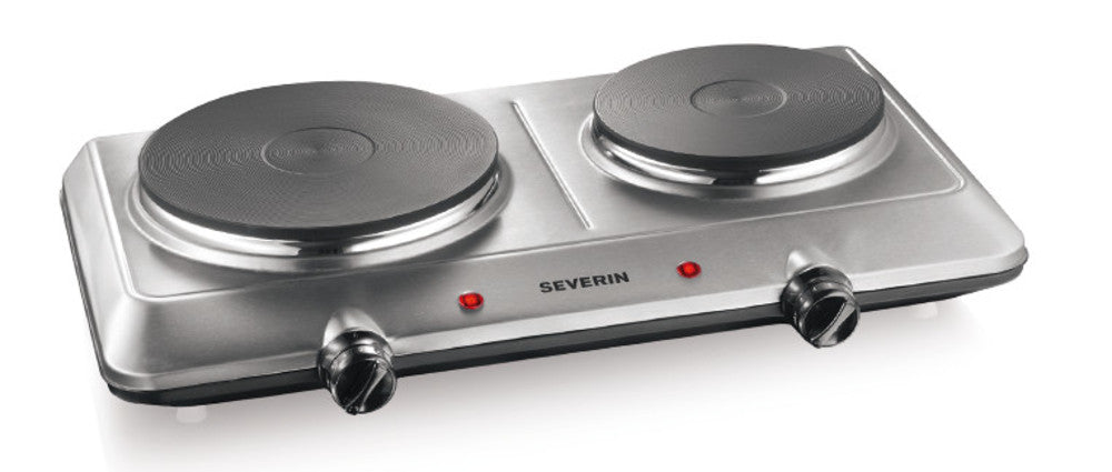 Double hot plate, brushed stainl. steel, Ø heating ring 185/150 mm, 1500/1000 W - Luminix Health