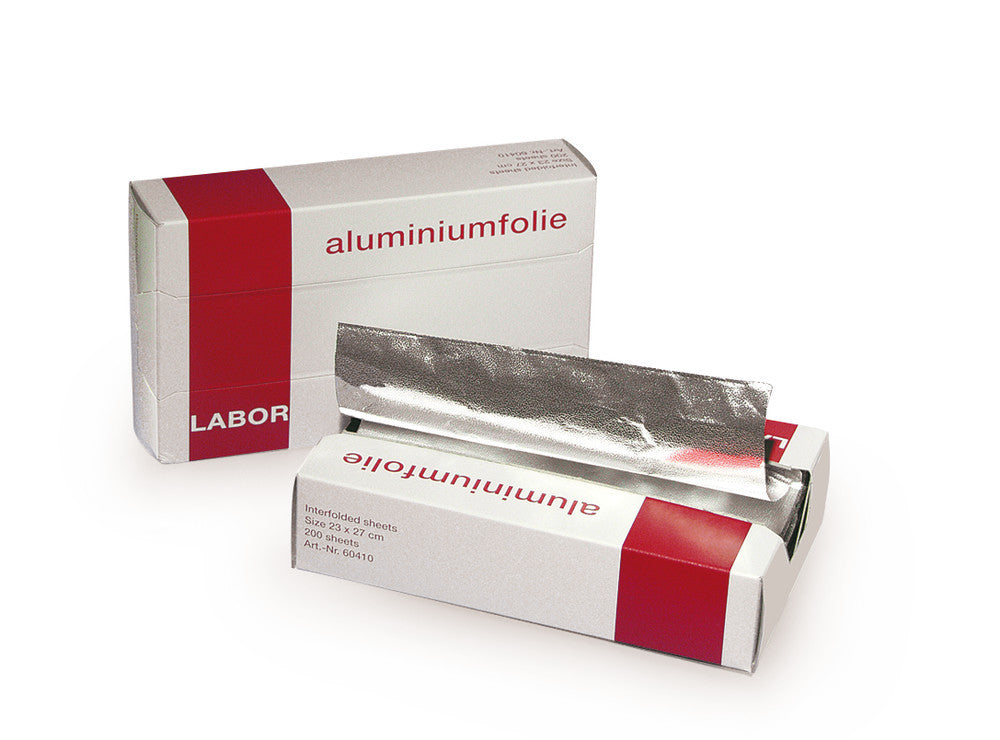Pre-cut aluminium foil pieces, in dispenser box, thick. 13µm, 230x270mm - Luminix Health