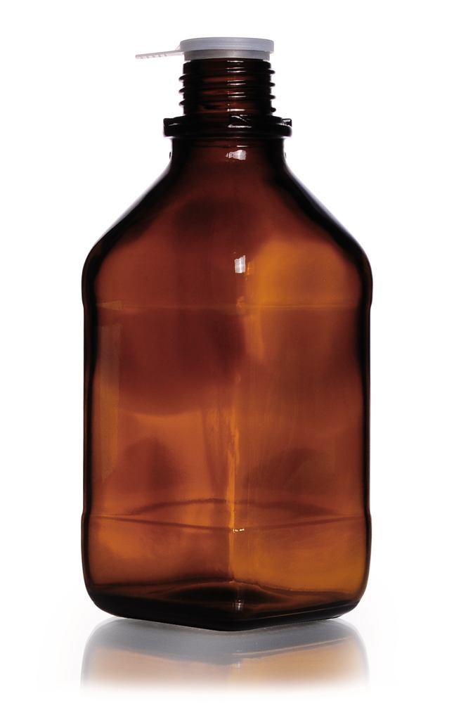 Square narrow-mouth bottles, 500 ml, brown glass, thread 32, high form - Luminix Health