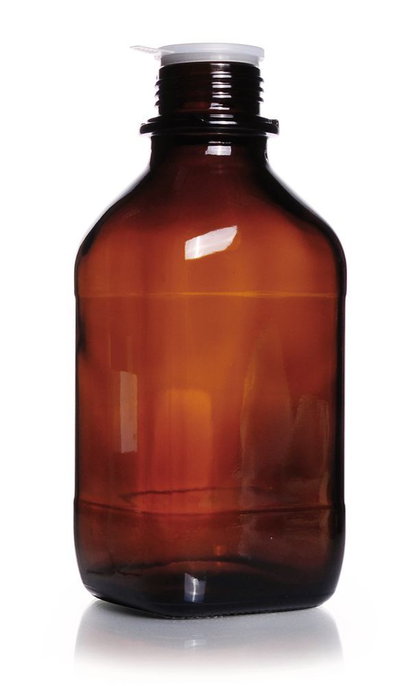 Square narrow-mouth bottles, 1000 ml, brown glass, thread 45, high form - Luminix Health