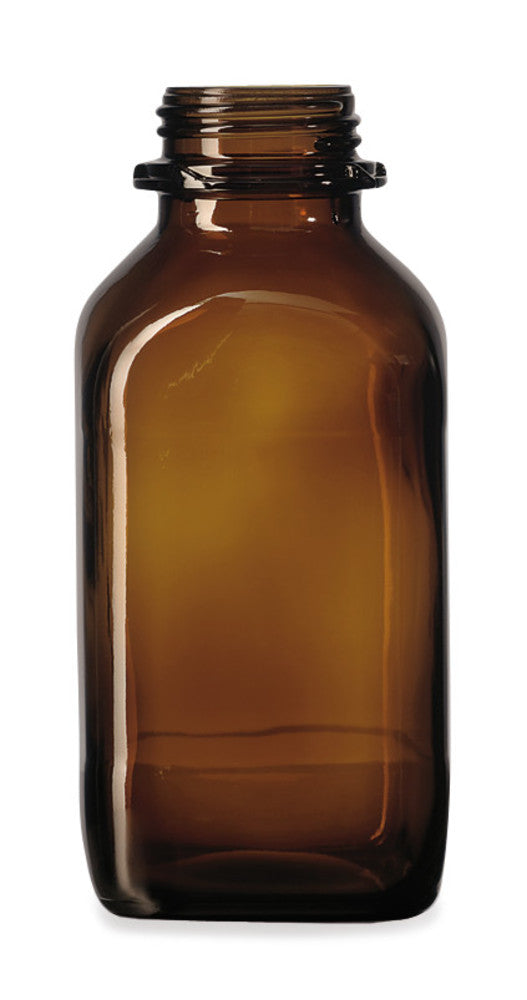 Square wide-mouth bottles, 250 ml, brown glass, thread 45, short form - Luminix Health