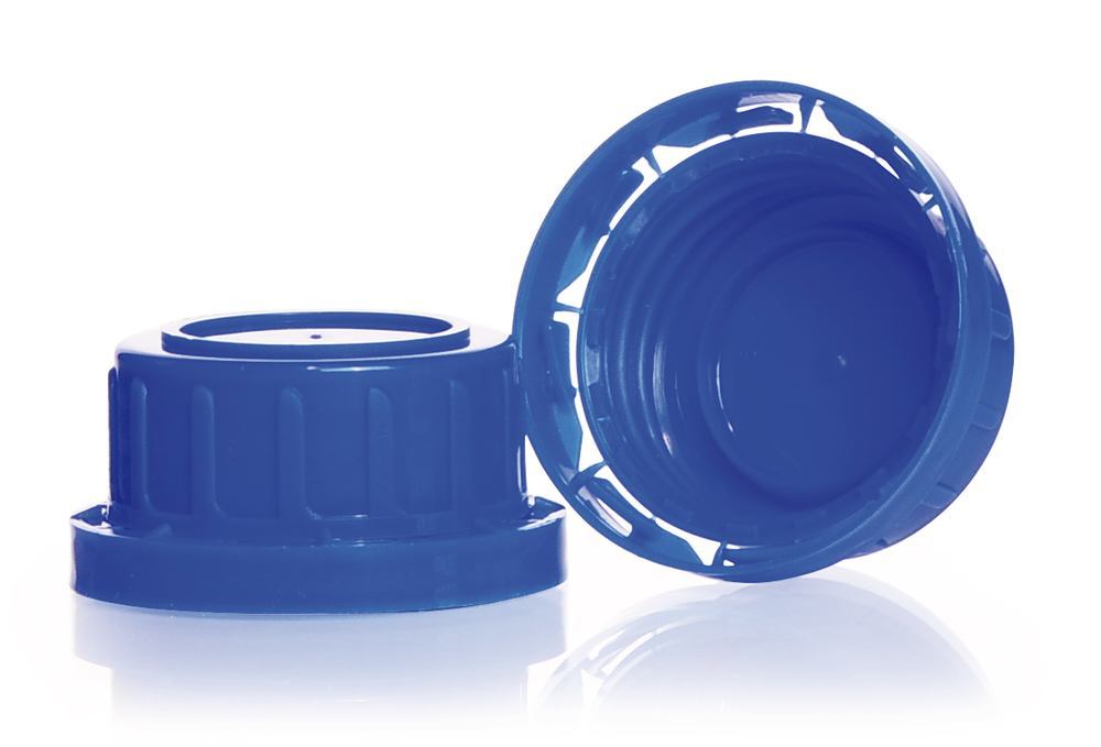 Tamper-evident closures, blue, Thread 32, short form, PP, 10 unit(s) - Luminix Health