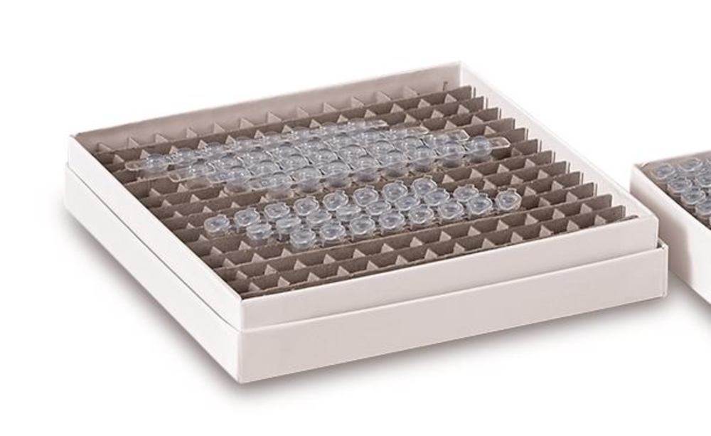 PCR cryogenic boxes made of cardboard, 196 slots, L133 x W133 x H25 mm - Luminix Health