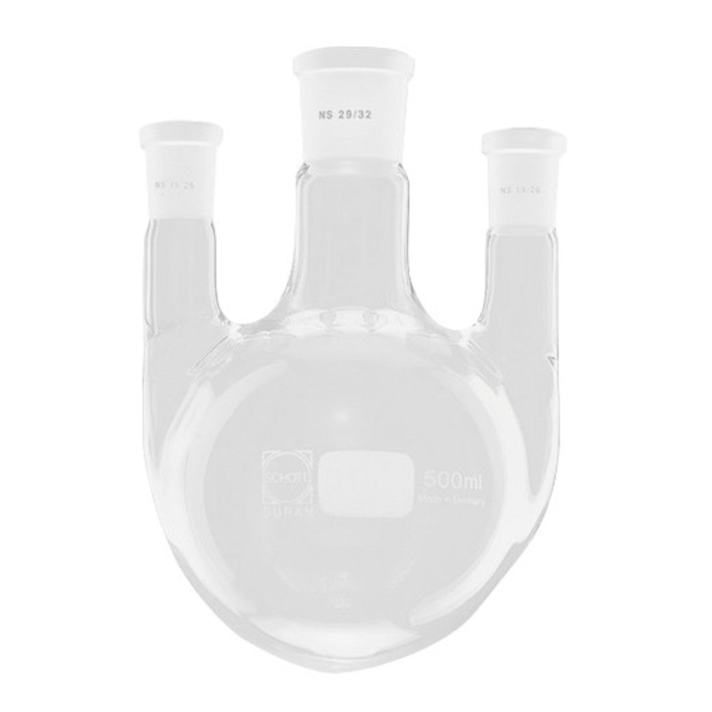 Three-necked round-bottom flask, DURAN®, 250 ml, side necks 14/23, centre 29/32 - Luminix Health