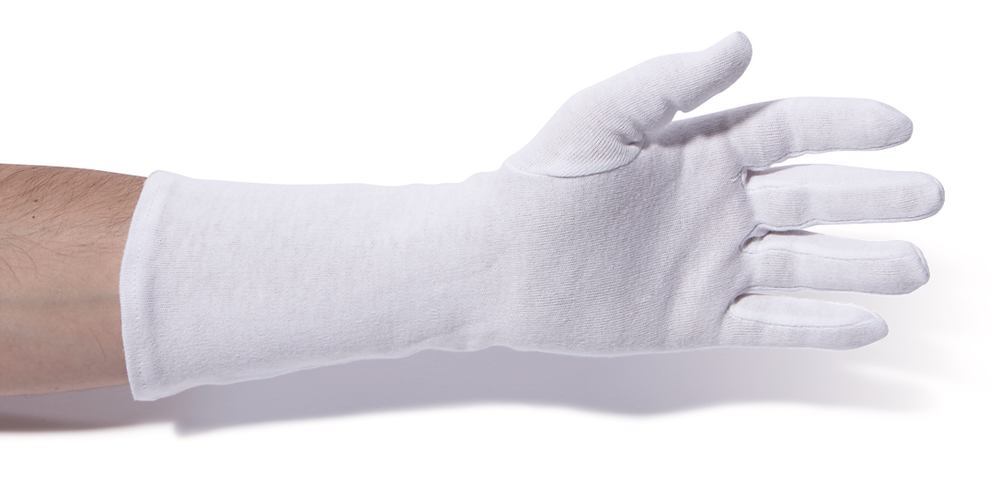 Cotton gloves, med.-duty qual., extra long approx. 35 cm, size 10, 6 pair - Luminix Health