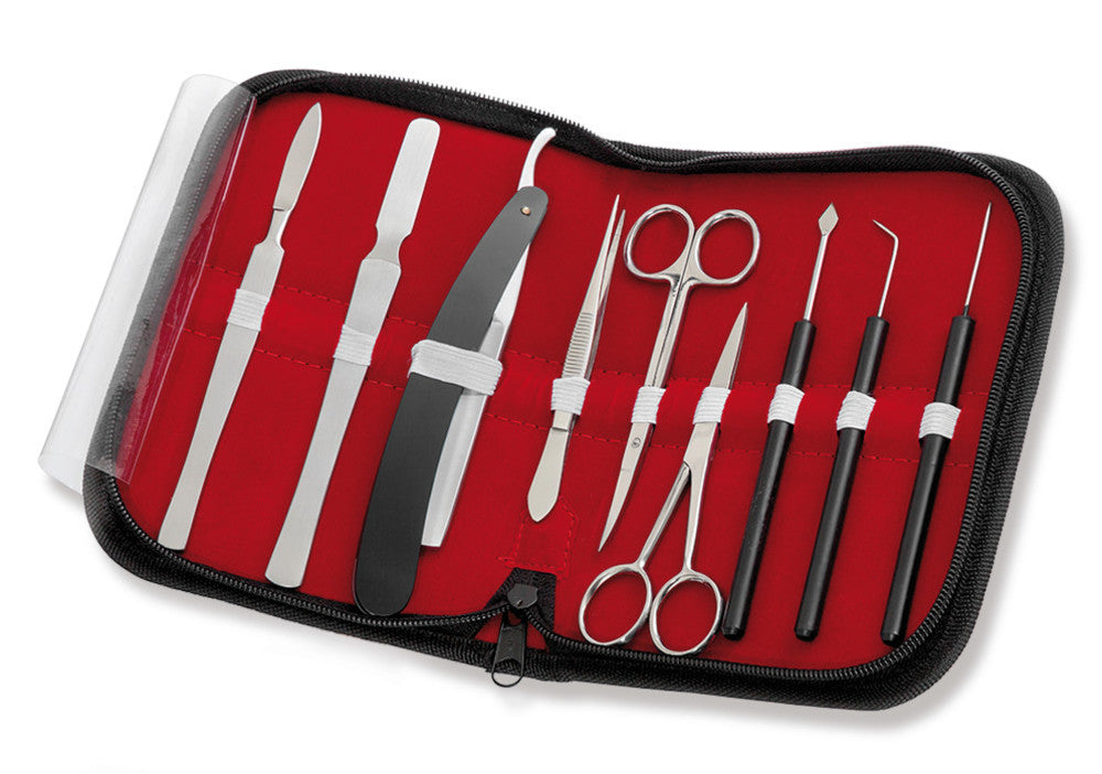 Rotilabo®-dissecting set f. microscopy, large, in zip-up case, 9 parts - Luminix Health