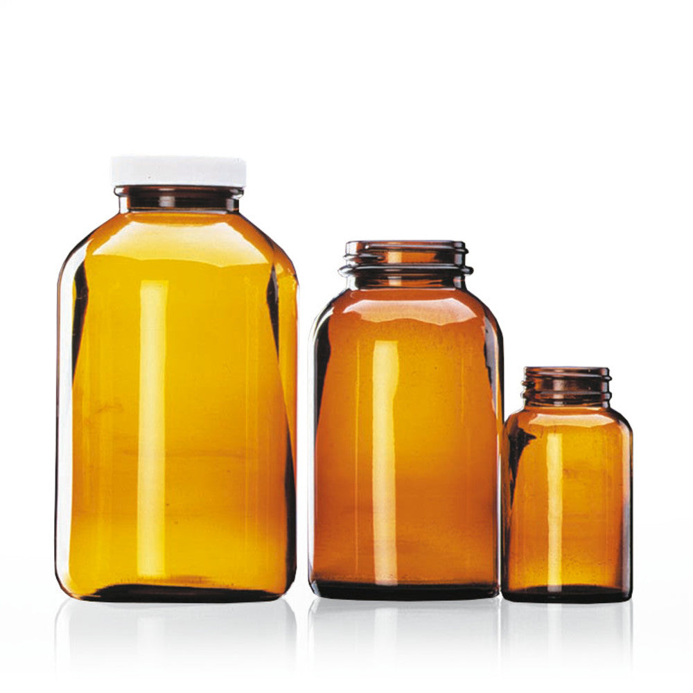 Wide-neck vials, 1000 ml, amber soda-lime glass, 12 unit(s) - Luminix Health