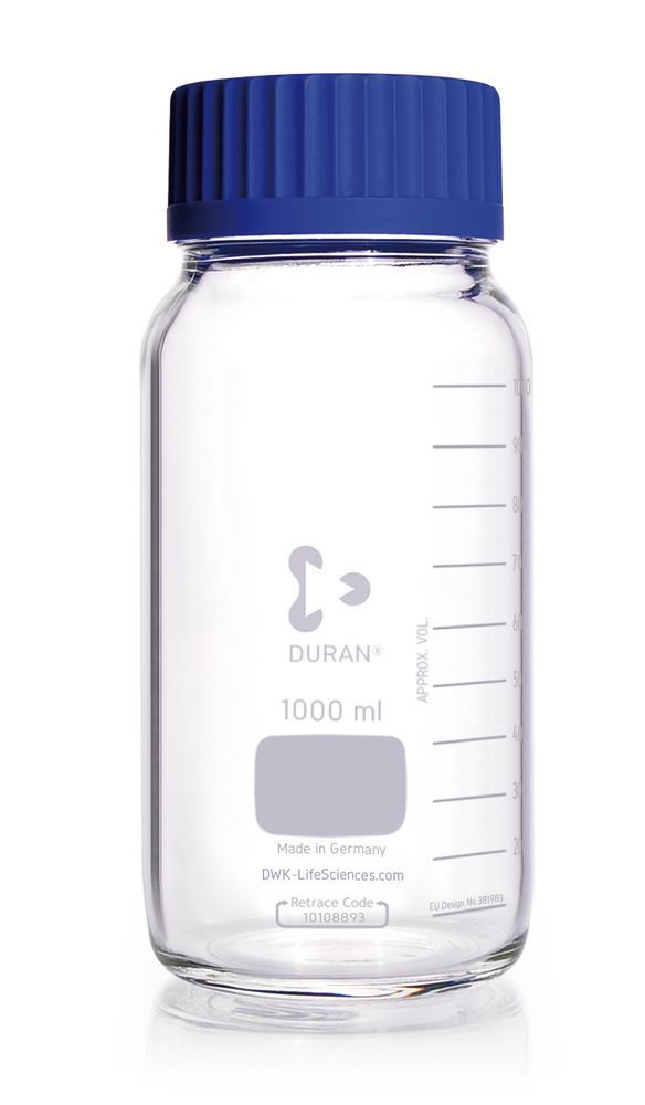 Wide-neck screw thread bottles DURAN®, clear glass, 1 l, GLS 80 thread - Luminix Health