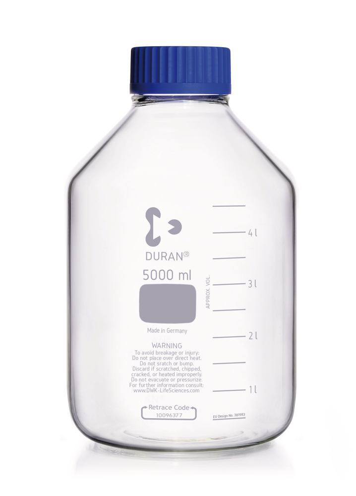 Wide-neck screw thread bottle DURAN®, clear glass, 5 l, GLS 80 thread, 1 unit(s) - Luminix Health