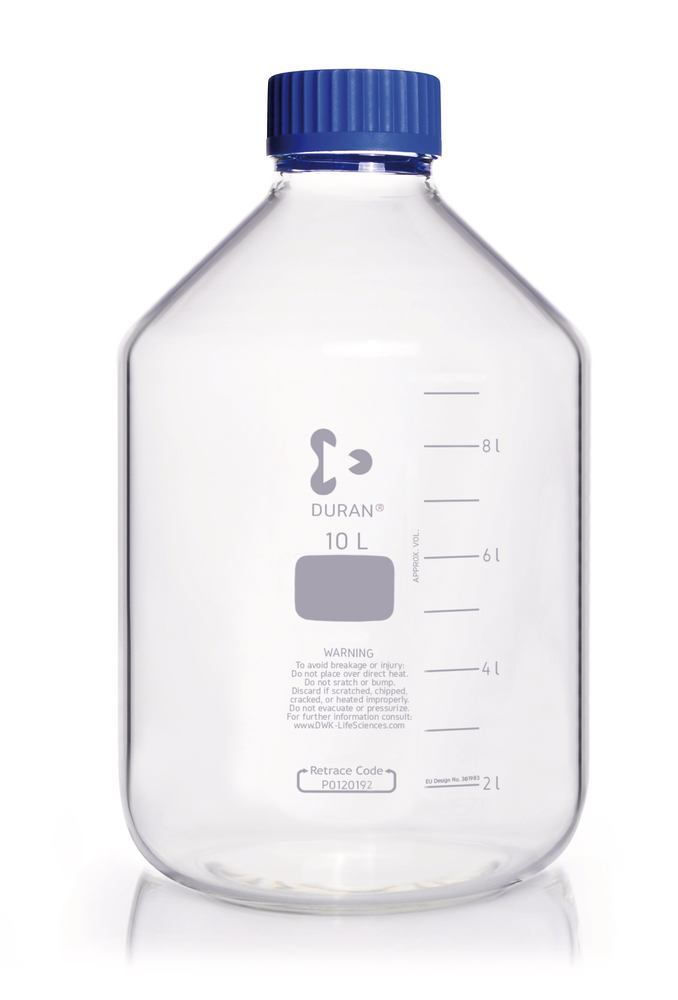 Wide-neck screw thread bottle DURAN®, clear glass, 10 l, GLS 80 thread - Luminix Health