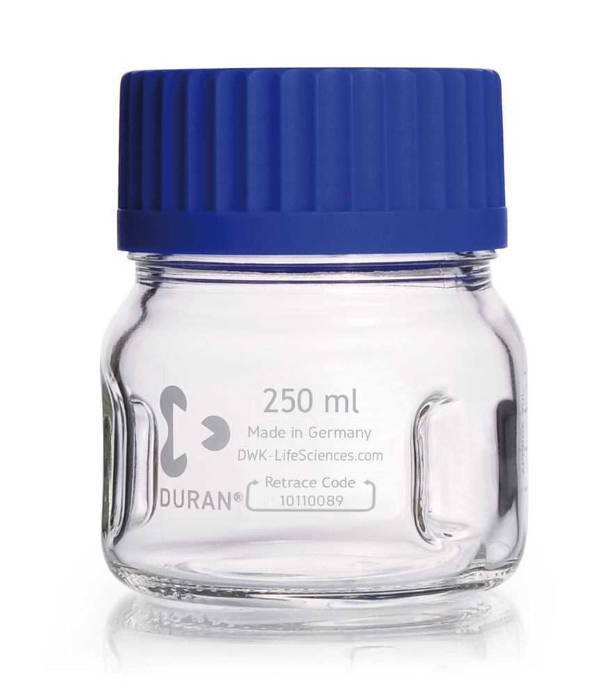 Wide neck baffled flask GLS 80, 250 ml, Ø 95 mm, H 105 mm, 1 unit(s) - Luminix Health