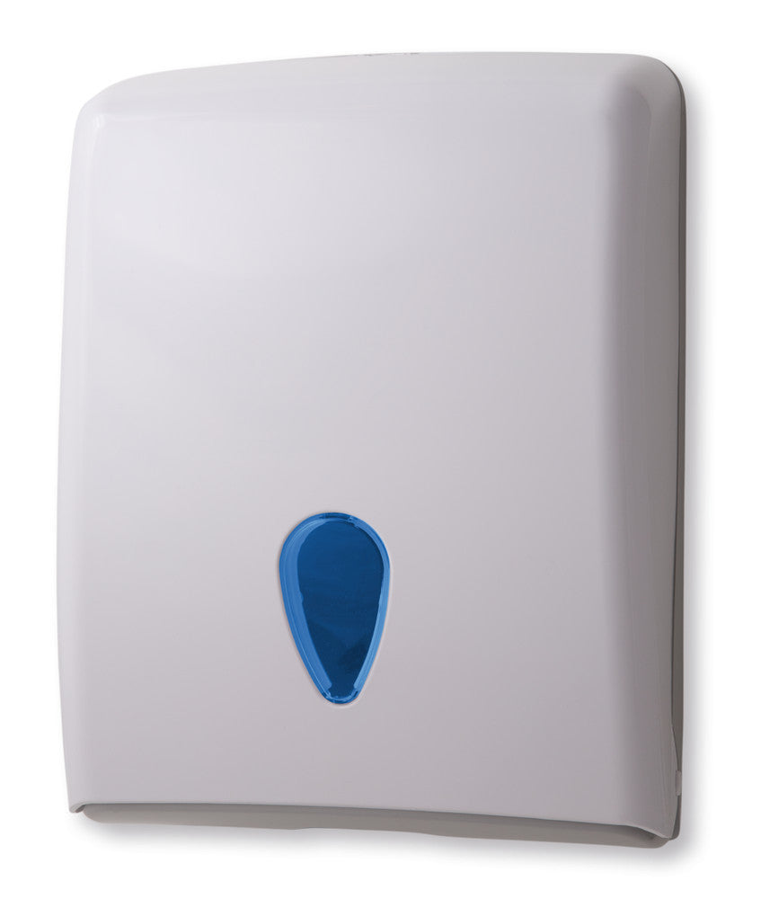 Folded hand towel dispenser, white, incl. mounting material, 1 unit(s) - Luminix Health