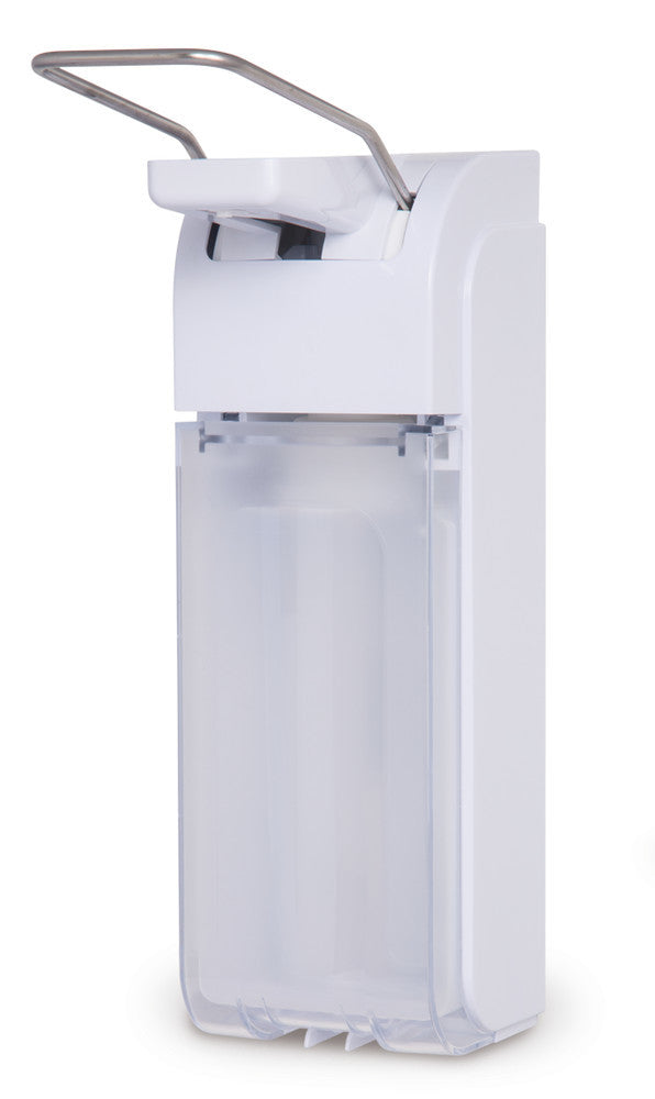 Universal arm lever dispenser, white, with wall bracket, 1 unit(s) - Luminix Health