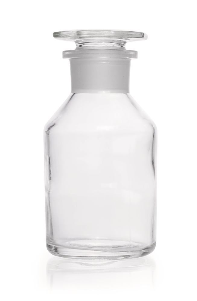 Wide neck storage bottles, glass stopper, soda-lime glass, clear, 100 ml - Luminix Health