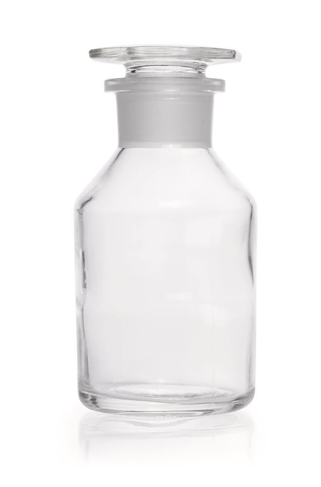 Wide neck storage bottle, glass stopper, soda-lime glass, clear, 250 ml - Luminix Health