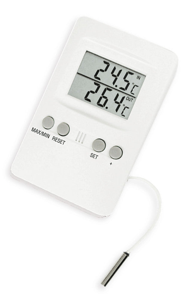 Electronic maxima-minima-thermometer, range inside/outside -10-+50/-50-+70 °C - Luminix Health