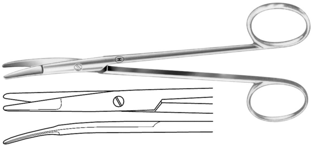 Dissecting scissors, Kilner/Ranell, bent, fine, blunt/blunt, L 120 mm, 1 unit(s) - Luminix Health