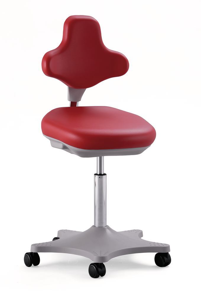 Laboratory chair Labster 2, red,, rollers, seat height 400-510 mm, 1 unit(s) - Luminix Health