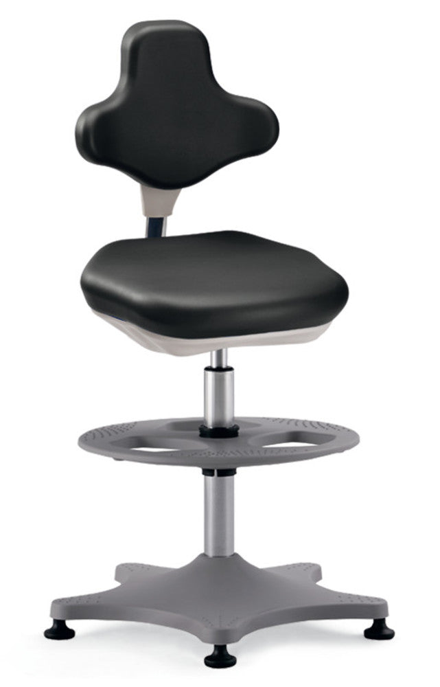 Laboratory chair Labster 3, black,, gliders/foot ring, seat height 550-800mm - Luminix Health