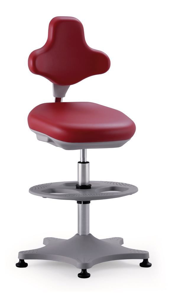 Laboratory chair Labster 3, red,, gliders/foot ring, seat height 550-800mm - Luminix Health
