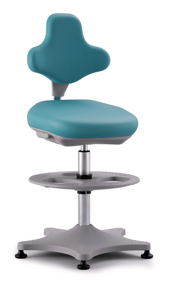 Laboratory chair Labster 3, mint,, gliders/foot ring, seat height 550-800mm - Luminix Health