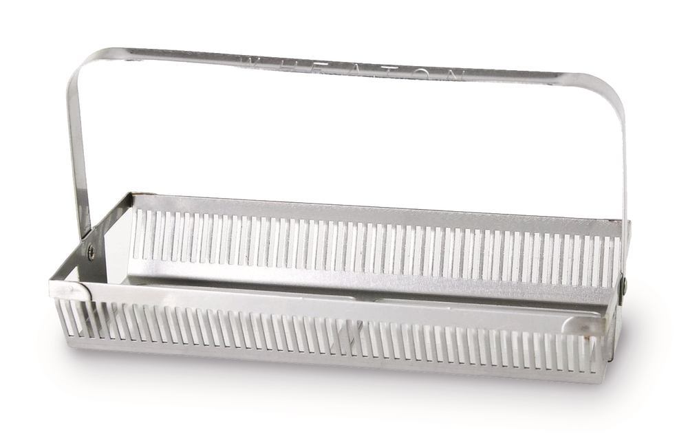 Stainless steel insert for 50, microscope slides, with handle attached - Luminix Health