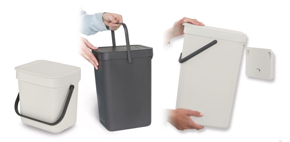Waste collector Sort und Go, grey, 12 l, W 200 x D 249 x H 351 mm, 1 unit(s) - Luminix Health