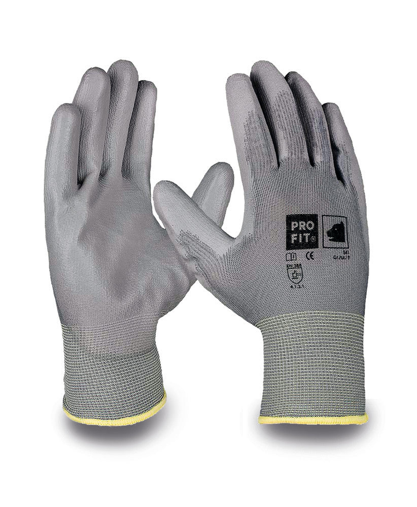 Pro-Fit S541 multipurpose gloves, grey/grey, size 9, polyamide, 12 pair - Luminix Health