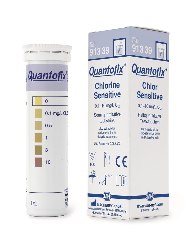Quantofix® test strips, chlorine Sensitive, L 95 x W 6 mm, 100 unit(s) - Luminix Health