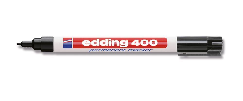 Permanentmarker, edding®, 400, black, round tip, fine 1 mm, 10 unit(s) - Luminix Health