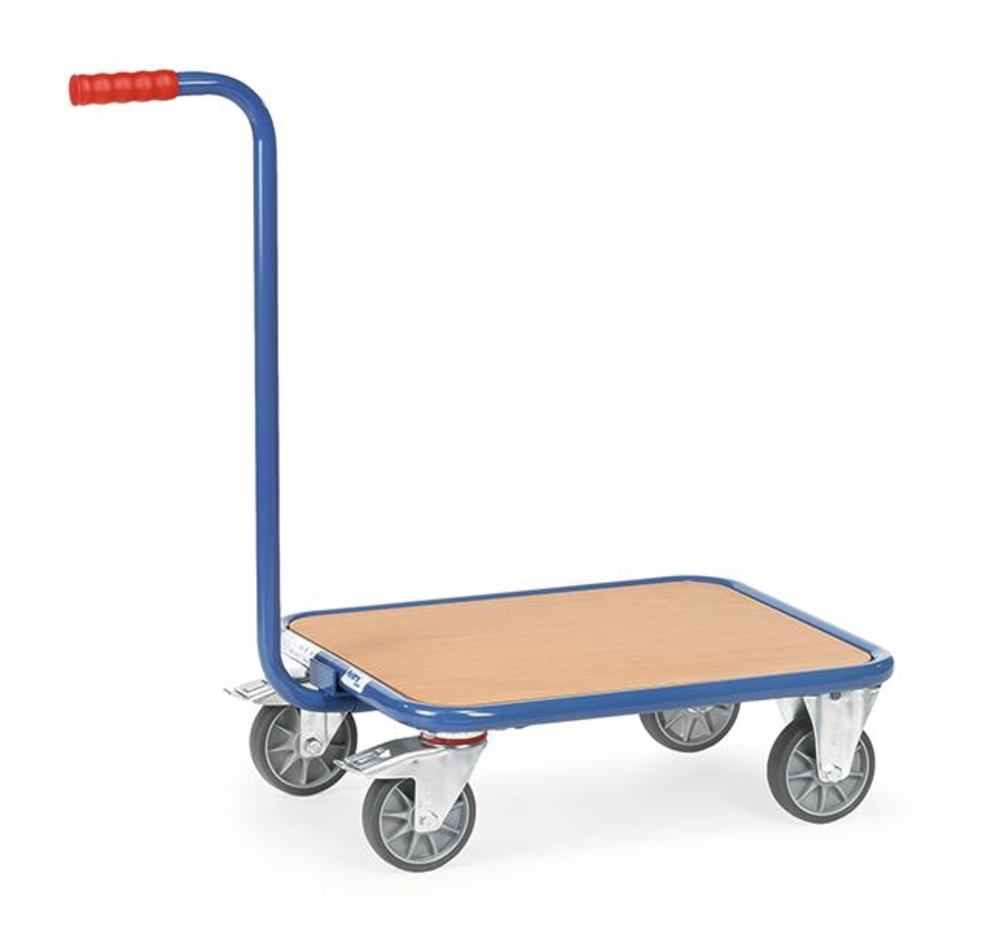 Platform trolley with handle, steel, Platform, wood (beech decor), 1 unit(s) - Luminix Health