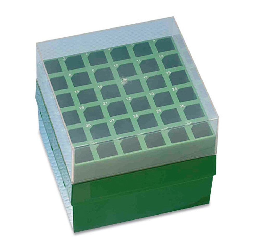 Rotilabo®-deep freeze boxes, type 1, PP, green, 36 holes (6 x 6), 18 x 18 mm - Luminix Health