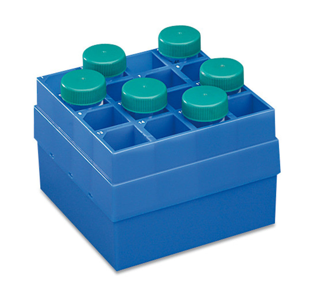 Rotilabo®-deep freeze boxes, type 2, PP, blue, 16 holes (4 x 4), 30 x 30 mm - Luminix Health