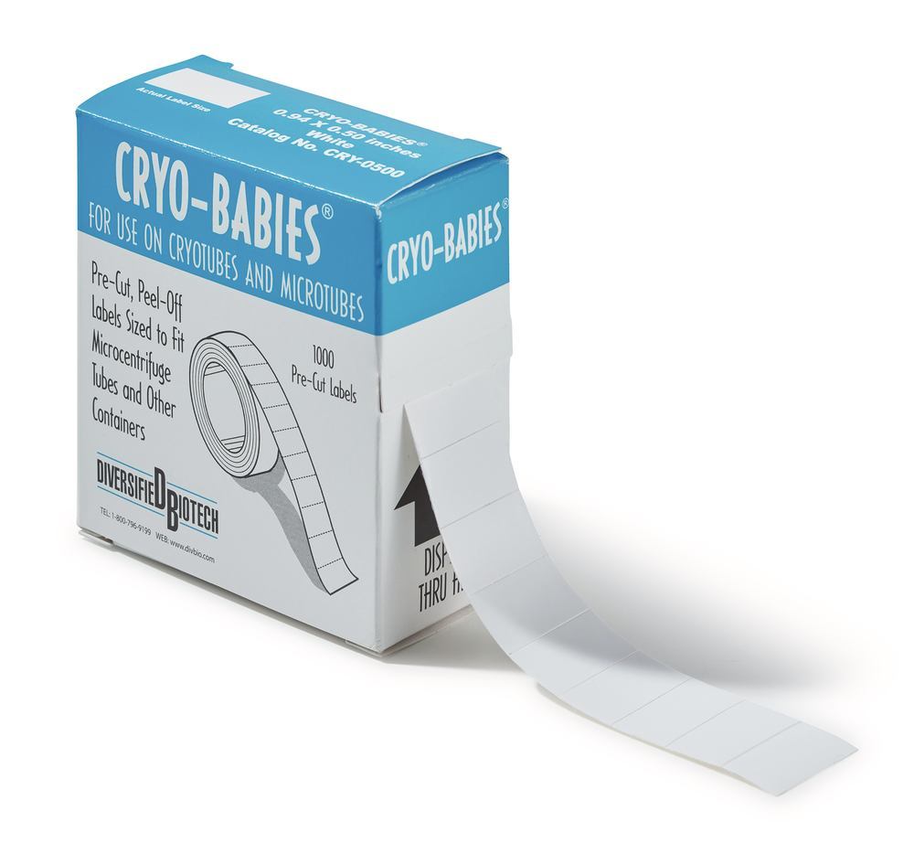 Cryo-labels, roll, 1000 pieces, acrylate base, white, l 24 x w 13 mm, 1 roll(s) - Luminix Health