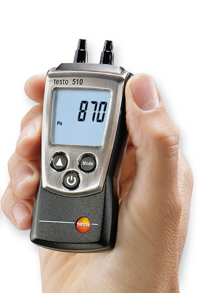 Pocket differential pressure gauge, testo 510, measuring range 0 - 100 hPa - Luminix Health