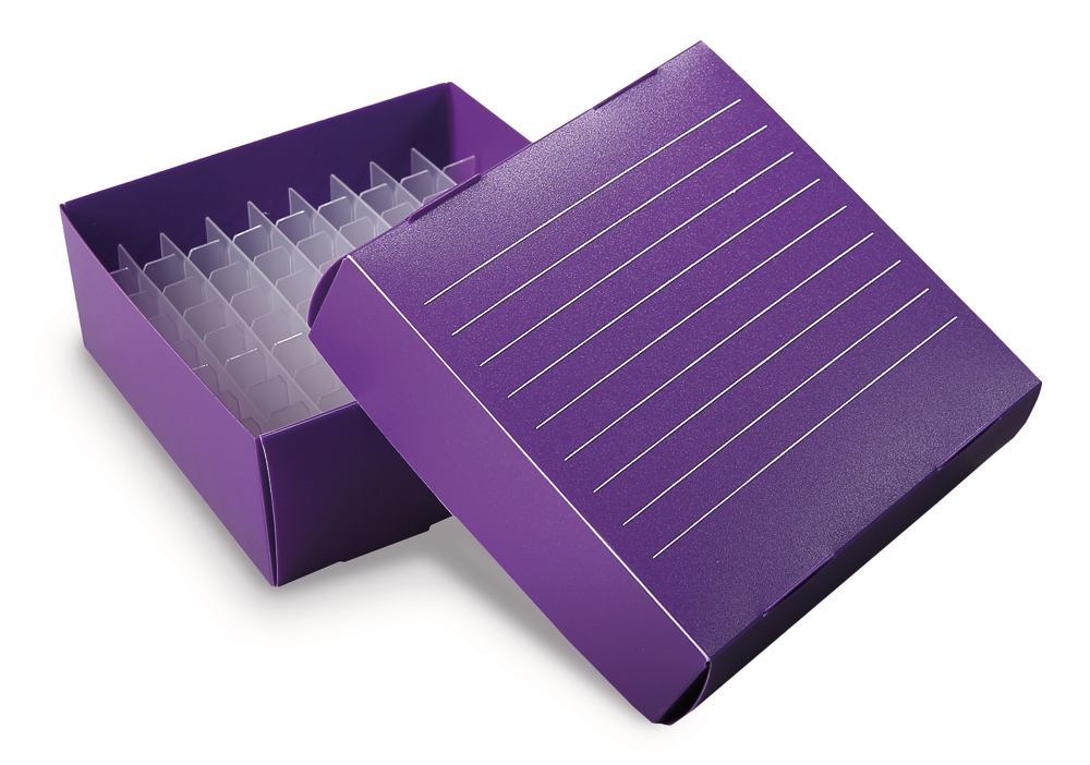 Cryogenic boxes, foldable, violet, 81 slots, 1.5/2 ml, 10 unit(s) - Luminix Health