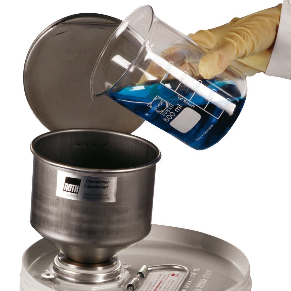 Safety funnel made of stainless steel, Tall, with 2-inch fine thread, 1 unit(s) - Luminix Health