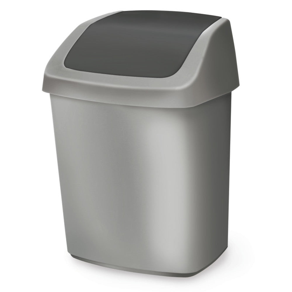 Sekuroka®-waste bin, PP, silver / anthracite, with swing lid, 50l, 1 unit(s) - Luminix Health
