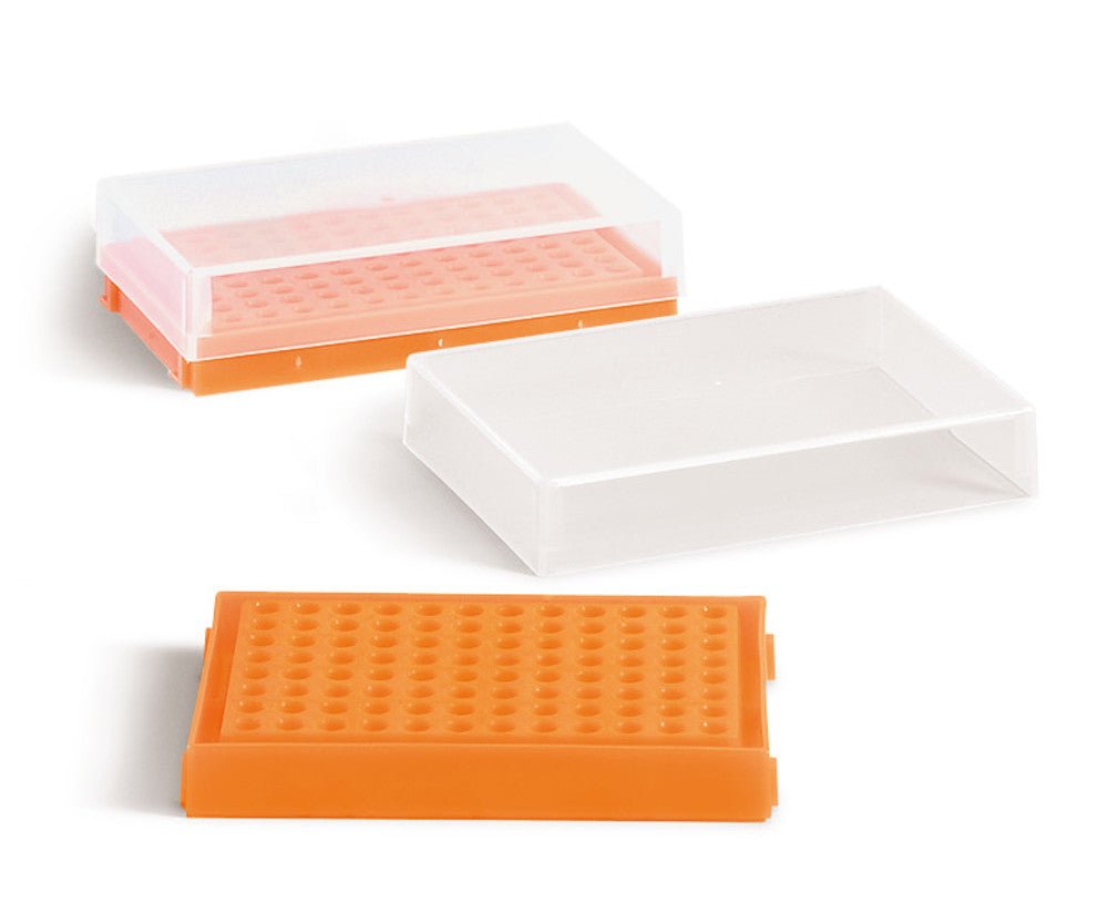 PCR-rack, PP, neon orange, with lid, with 96 holes, array 8 x 12, 1 unit(s) - Luminix Health