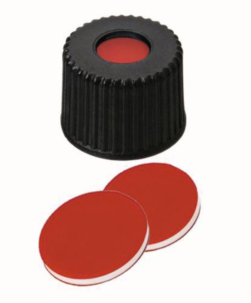 Screw caps with bore hole, PP, ND8, Septum PTFE/Silicone/PFTE, 1.0 mm 45° - Luminix Health
